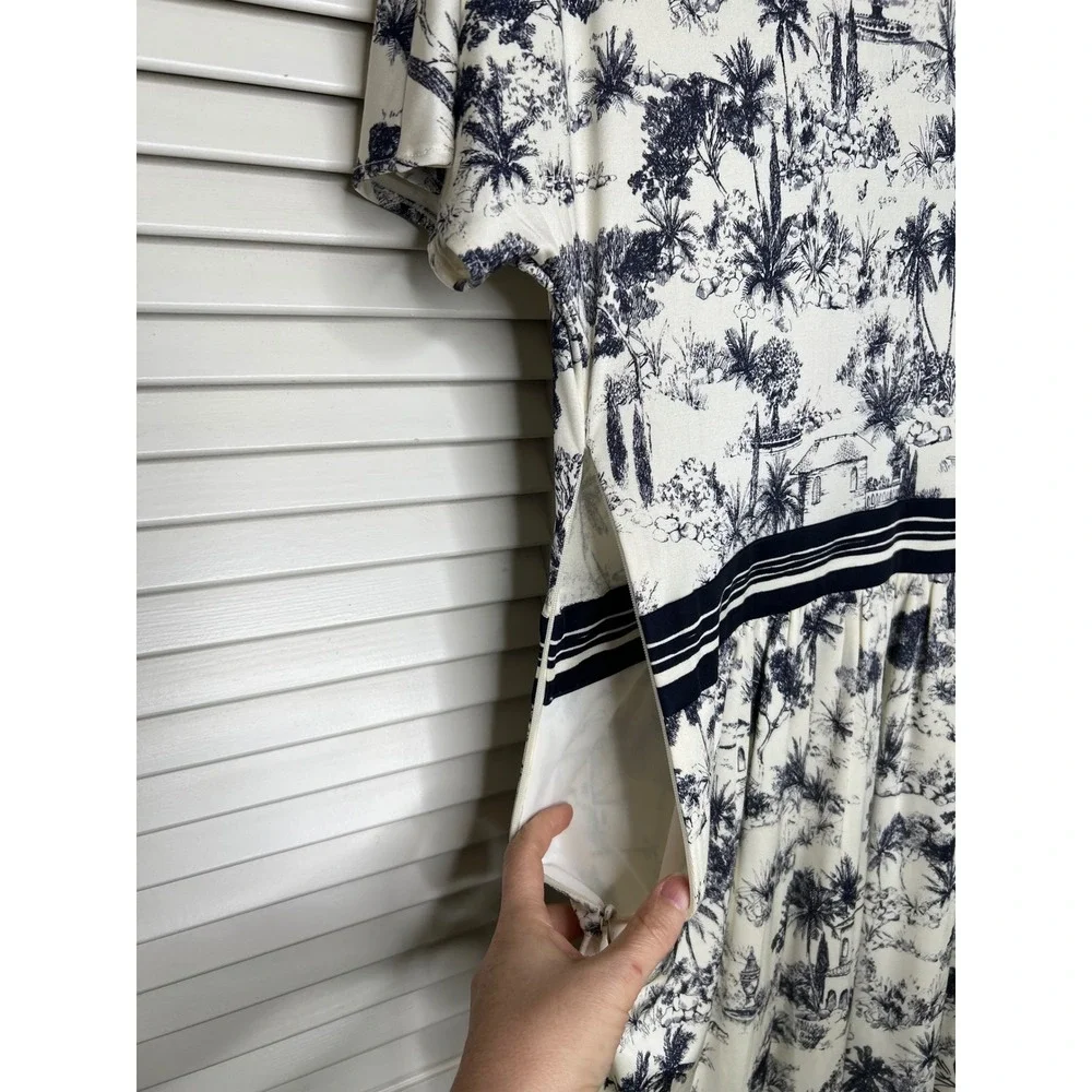 Tory Burch Toile De Jouy Grandmillennial Coastal Chic Mini Dress Navy White